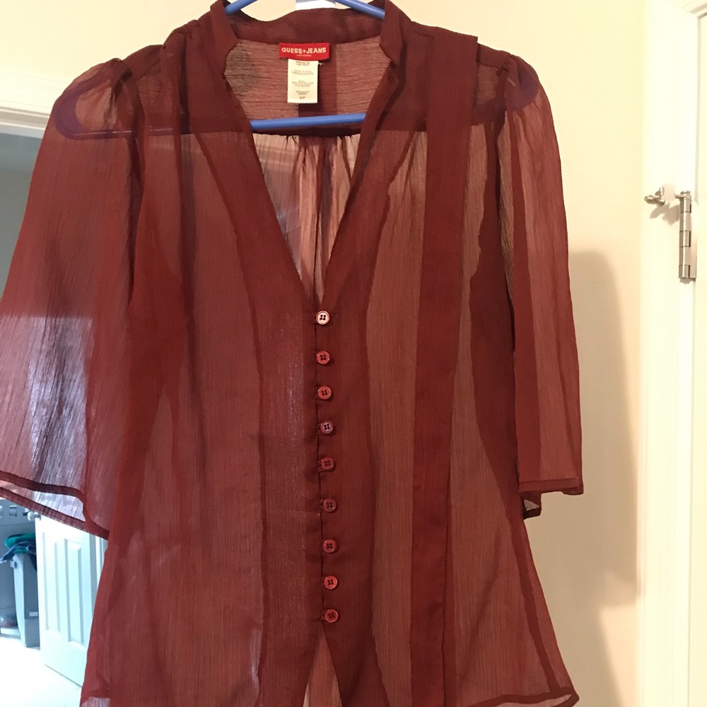 Maroon Guess sheer top